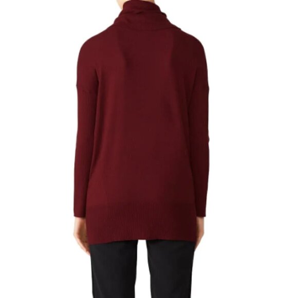 Josie Natori Cowl Neck Tunic Sweater in Wine sz M - Picture 2 of 6